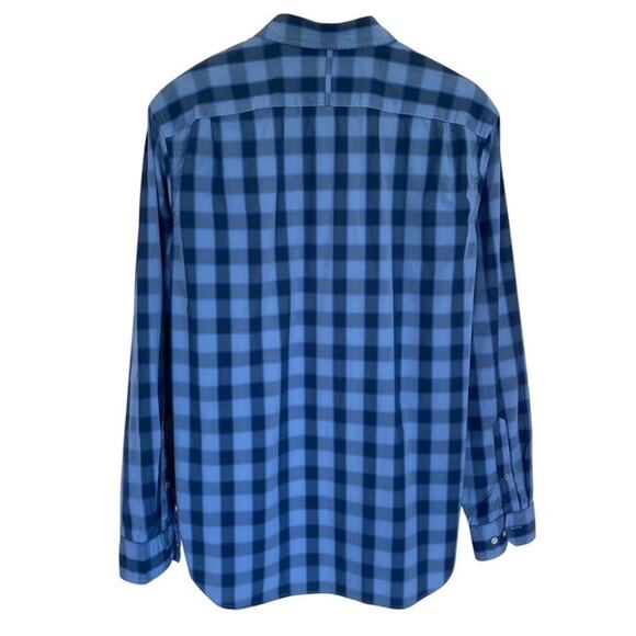 Banana Republic Navy and Blue Plaid Soft Wash Button Down - Large - Picture 2 of 5